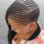Dynamic Side-Swept Cornrows
